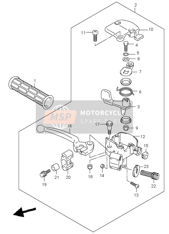 Suzuki LT-A50 QUADSPORT 2005 RH Handle Lever for a 2005 Suzuki LT-A50 QUADSPORT