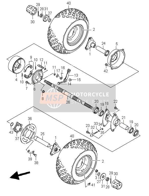 Suzuki LT-A50 QUADSPORT 2005 Rear Wheel for a 2005 Suzuki LT-A50 QUADSPORT