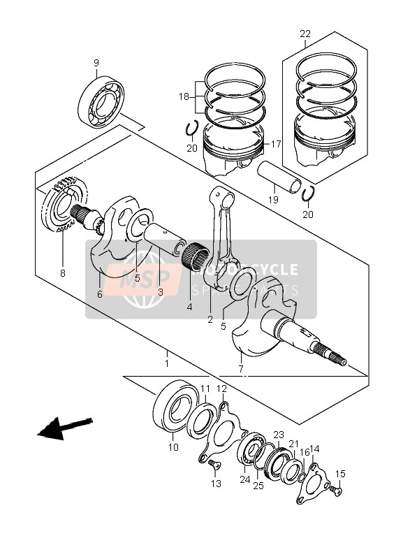 Suzuki LT-A400F EIGER 4X4 2005 Crankshaft for a 2005 Suzuki LT-A400F EIGER 4X4