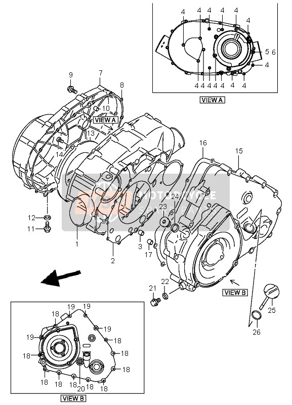 Suzuki LT-A400F EIGER 4X4 2005 Crankcase Cover for a 2005 Suzuki LT-A400F EIGER 4X4