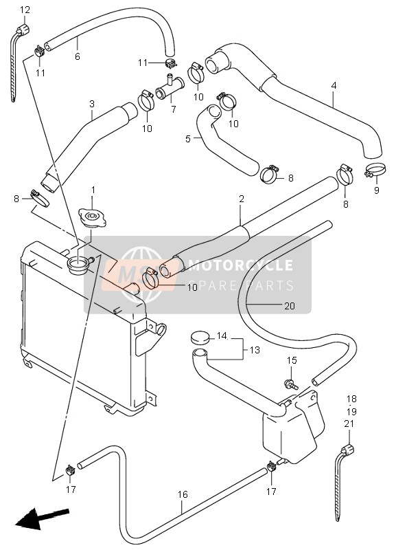 Suzuki LT-A500F QUADMASTER 2000 Radiator Hose for a 2000 Suzuki LT-A500F QUADMASTER