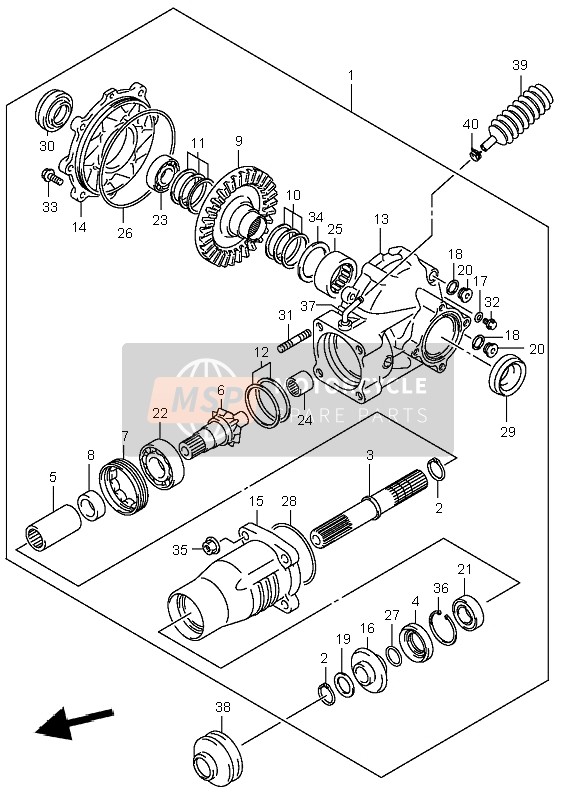 Suzuki LT-A400F EIGER 4X4 2005 Engranaje cónico final (Posterior) para un 2005 Suzuki LT-A400F EIGER 4X4