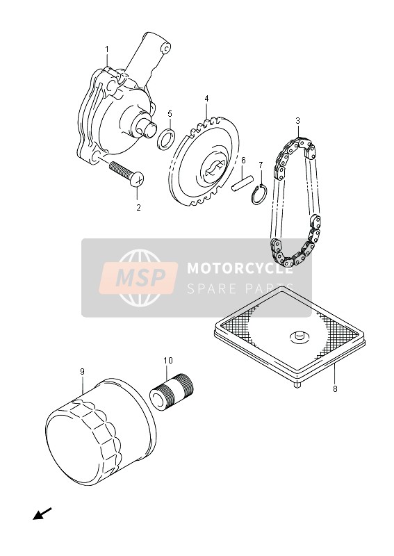 Suzuki LT-A750X(Z) KINGQUAD AXi 4X4 2013 La pompe à huile pour un 2013 Suzuki LT-A750X(Z) KINGQUAD AXi 4X4