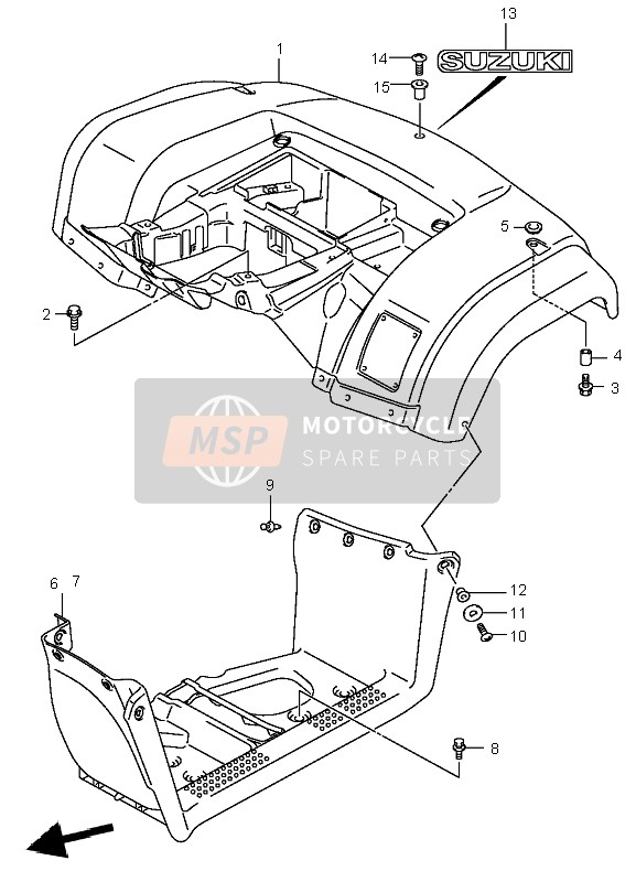 Suzuki LT-A400 EIGER 4X2 2005 Guardabarros trasero para un 2005 Suzuki LT-A400 EIGER 4X2