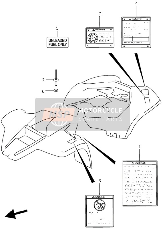 Suzuki LT80 QUADSPORT 2005 Label for a 2005 Suzuki LT80 QUADSPORT