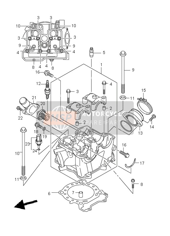 Suzuki LT-R450 QUADRACER 2006 Cabeza de cilindro para un 2006 Suzuki LT-R450 QUADRACER