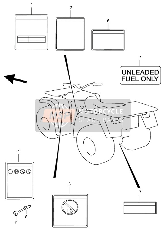 Suzuki LT-A500F QUADMASTER 2000 Label for a 2000 Suzuki LT-A500F QUADMASTER