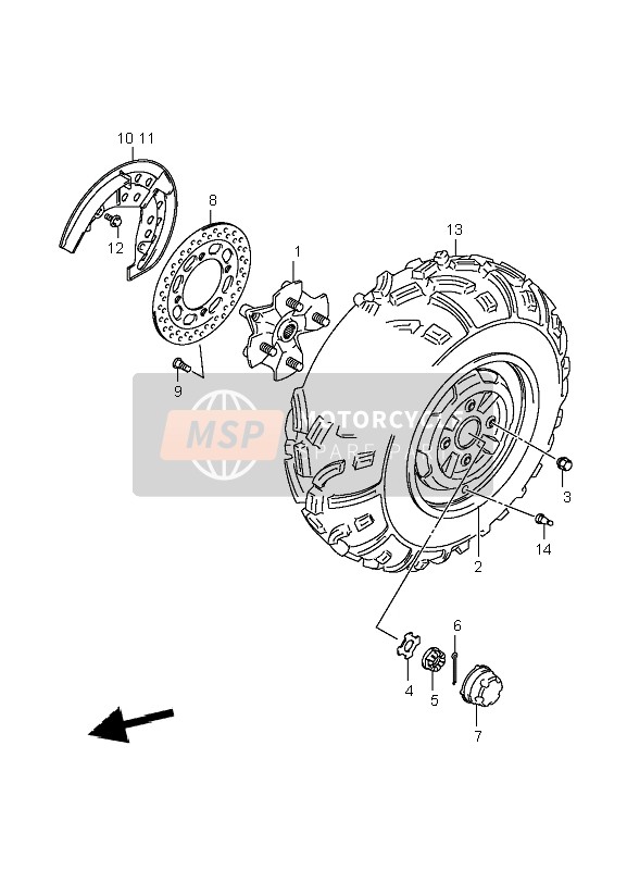 Suzuki LT-A700X KINGQUAD 4X4 2006 Front Wheel for a 2006 Suzuki LT-A700X KINGQUAD 4X4