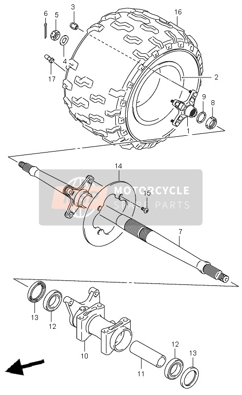 Suzuki LT-Z400 QUADSPORT 2006 Right Rear Wheel for a 2006 Suzuki LT-Z400 QUADSPORT