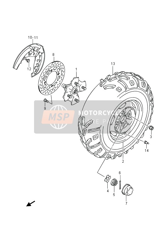 Suzuki LT-A750X(Z) KINGQUAD AXi 4X4 2013 Front Wheel (LT-A750XZ P17) for a 2013 Suzuki LT-A750X(Z) KINGQUAD AXi 4X4