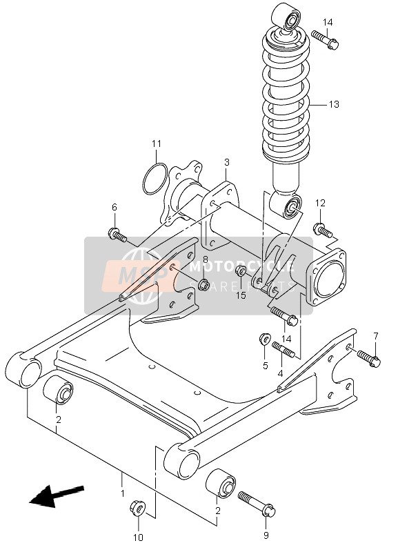 Suzuki LT-F250 OZARK 2006 Brazo oscilante trasero para un 2006 Suzuki LT-F250 OZARK