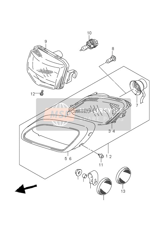 Suzuki LT-A500F VINSON 4X4 2006 Lampe frontale pour un 2006 Suzuki LT-A500F VINSON 4X4