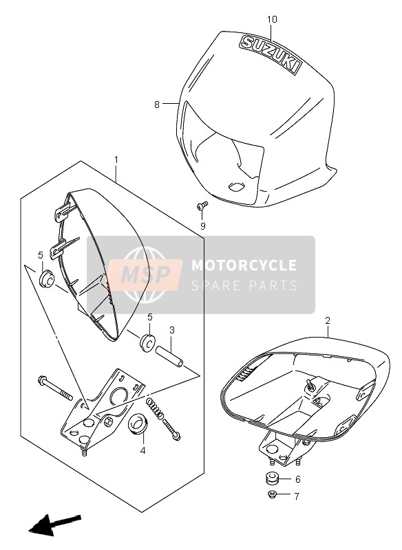 Suzuki LT-A500F VINSON 4X4 2006 Headlamp Housing for a 2006 Suzuki LT-A500F VINSON 4X4