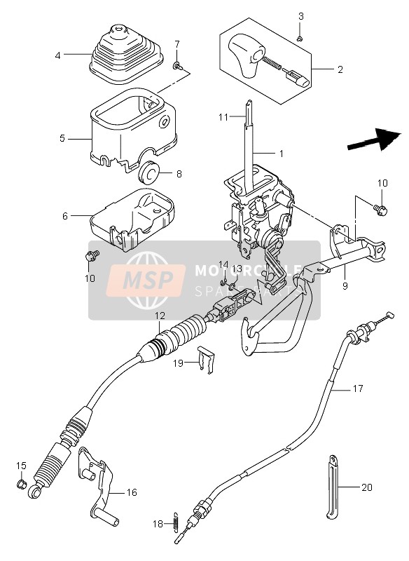 Suzuki LT-A500F VINSON 4X4 2006 Palanca de cambio para un 2006 Suzuki LT-A500F VINSON 4X4