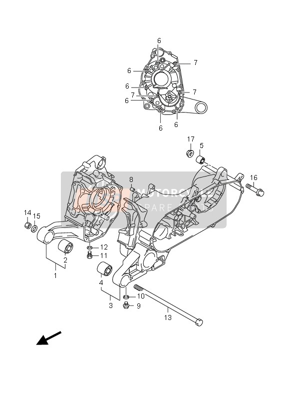 Suzuki LT-Z90 4T QUADSPORT 2007 Crankcase for a 2007 Suzuki LT-Z90 4T QUADSPORT