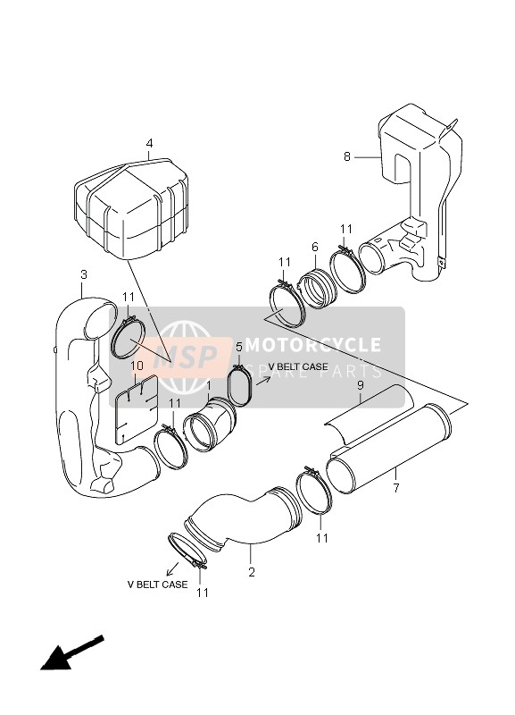 Suzuki LT-A450X KINGQUAD 4x4 2007 Conducto de enfriamiento para un 2007 Suzuki LT-A450X KINGQUAD 4x4