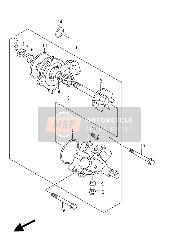 Suzuki LT-A450X KINGQUAD 4x4 2007 Waterpomp voor een 2007 Suzuki LT-A450X KINGQUAD 4x4