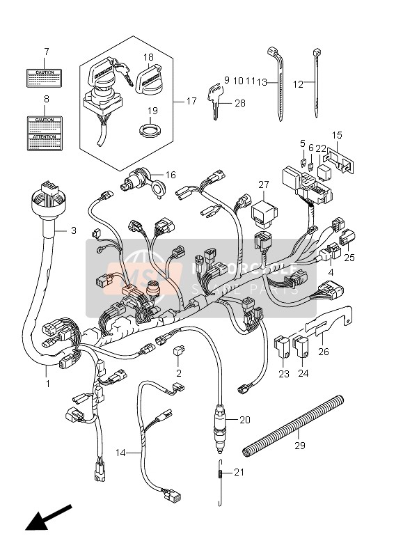 Suzuki LT-A450X KINGQUAD 4x4 2007 Arnés de cableado para un 2007 Suzuki LT-A450X KINGQUAD 4x4