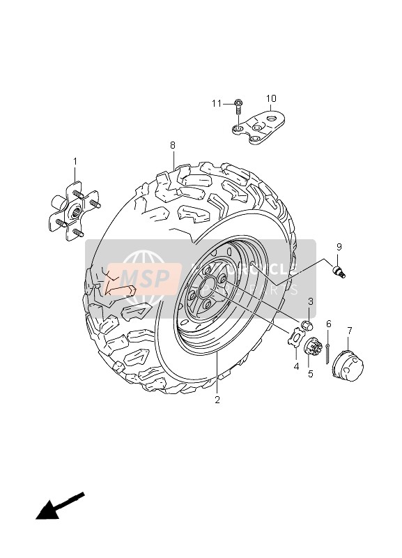 Roue arrière gauche