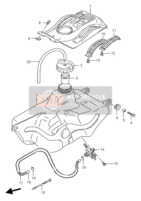 Suzuki LT-F250 QUADRUNNER 2000 Réservoir d'essence pour un 2000 Suzuki LT-F250 QUADRUNNER