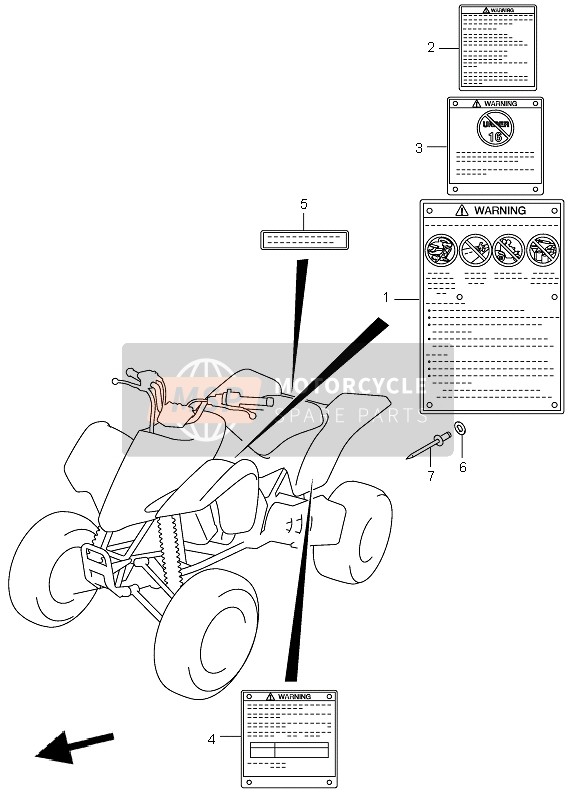 Suzuki LT-Z400 QUADSPORT 2007 ETIKETT für ein 2007 Suzuki LT-Z400 QUADSPORT