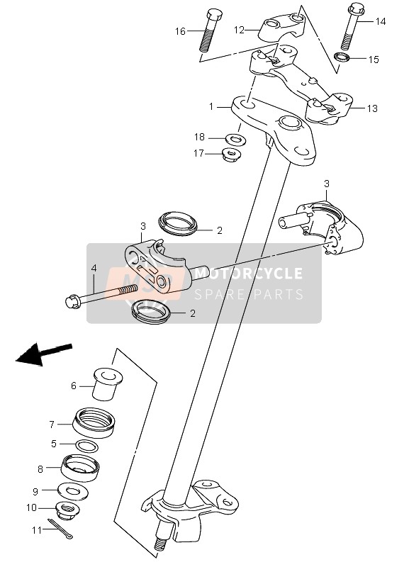 Suzuki LT-Z400 QUADSPORT 2007 Arbre de direction pour un 2007 Suzuki LT-Z400 QUADSPORT