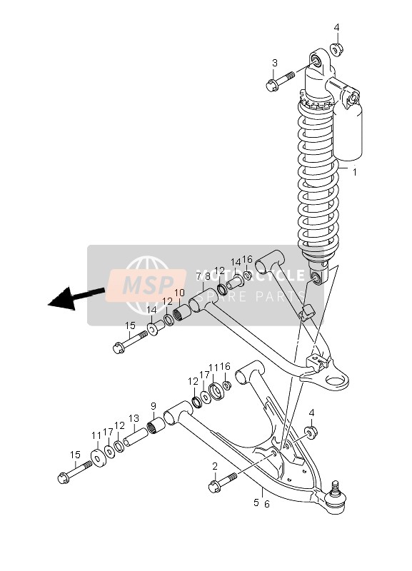 Suzuki LT-Z400 QUADSPORT 2007 Bras de suspension pour un 2007 Suzuki LT-Z400 QUADSPORT