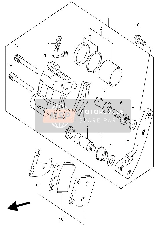 Suzuki LT-Z400 QUADSPORT 2007 Front Caliper for a 2007 Suzuki LT-Z400 QUADSPORT