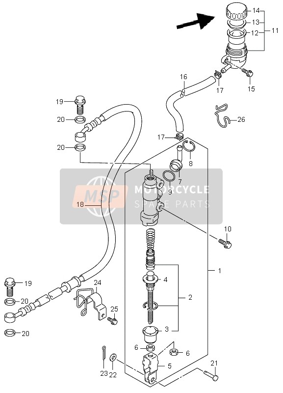 Suzuki LT-Z400 QUADSPORT 2007 Rear Master Cylinder for a 2007 Suzuki LT-Z400 QUADSPORT