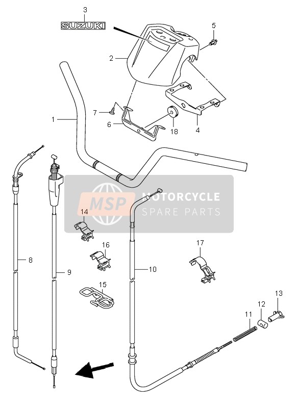 Suzuki LT-Z250 QUADSPORT 2007 Handlebar for a 2007 Suzuki LT-Z250 QUADSPORT