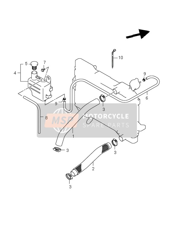 Suzuki LT-R450 QUADRACER 2007 Tuyau de radiateur pour un 2007 Suzuki LT-R450 QUADRACER