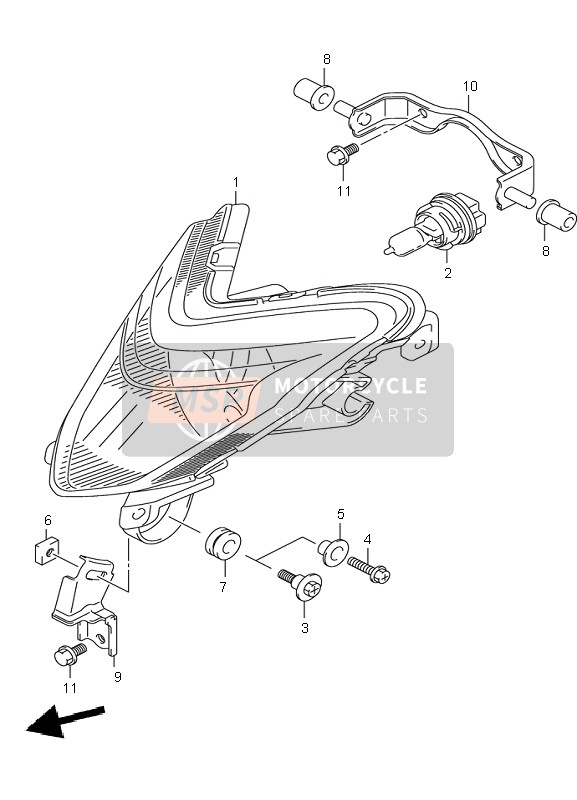 Suzuki LT-R450 QUADRACER 2007 Headlamp for a 2007 Suzuki LT-R450 QUADRACER