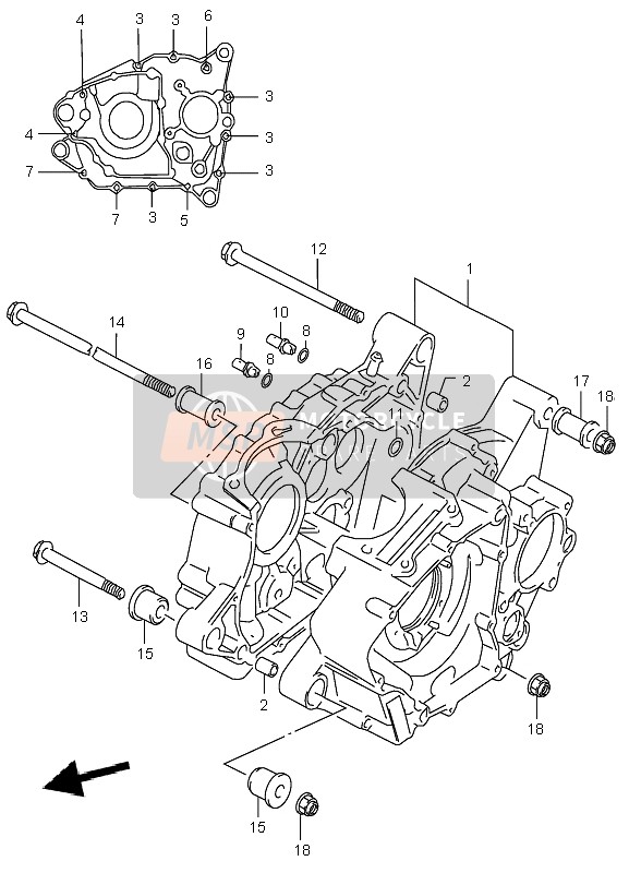 Suzuki LT-F160 QUADSPORT 2007 Crankcase for a 2007 Suzuki LT-F160 QUADSPORT