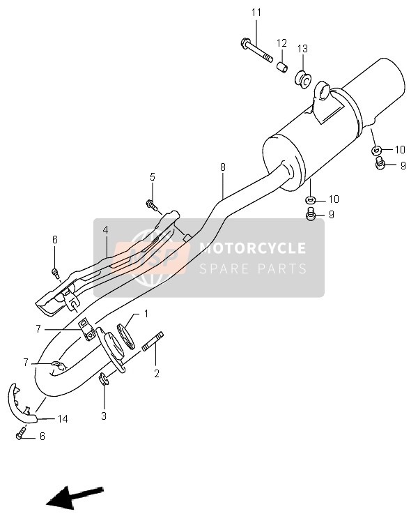 Suzuki LT-F160 QUADSPORT 2007 Muffler for a 2007 Suzuki LT-F160 QUADSPORT