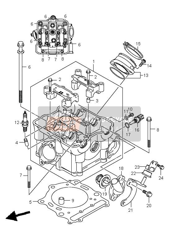 Suzuki LT-A700X KINGQUAD 4X4 2007 Cylinder Head for a 2007 Suzuki LT-A700X KINGQUAD 4X4