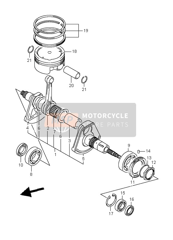 Suzuki LT-A700X KINGQUAD 4X4 2007 Crankshaft for a 2007 Suzuki LT-A700X KINGQUAD 4X4