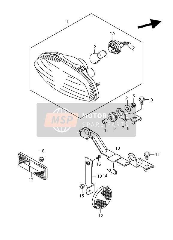 Suzuki LT-A700X KINGQUAD 4X4 2007 Fanale posteriore combinato per un 2007 Suzuki LT-A700X KINGQUAD 4X4