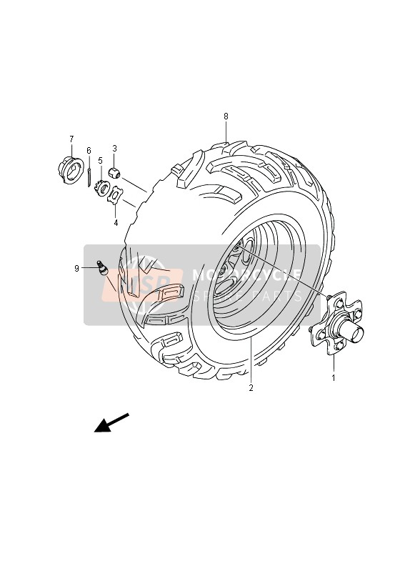 Suzuki LT-A750XP(Z) KINGQUAD AXi 4x4 2013 Right Rear Wheel (LT-A750XP P24) for a 2013 Suzuki LT-A750XP(Z) KINGQUAD AXi 4x4