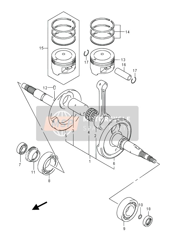 Suzuki LT-F250 OZARK 2013 Crankshaft for a 2013 Suzuki LT-F250 OZARK