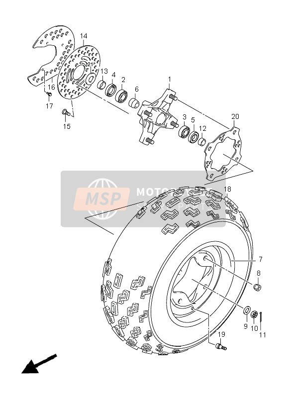 Suzuki LT-Z400 QUADSPORT LIMITED 2008 Front Wheel for a 2008 Suzuki LT-Z400 QUADSPORT LIMITED