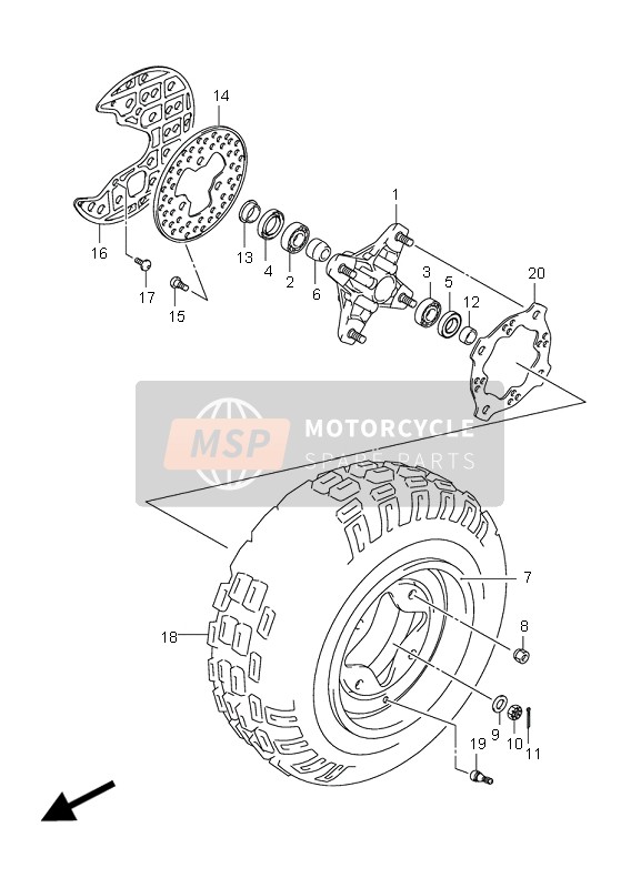 Suzuki LT-R450 QUADRACER LIMITED 2008 Front Wheel for a 2008 Suzuki LT-R450 QUADRACER LIMITED