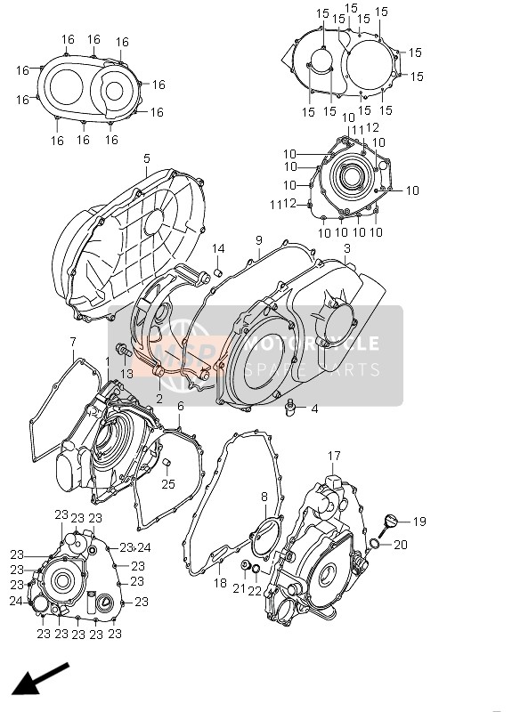 Suzuki LT-A750X KINGQUAD AXi 4x4 LIMITED 2008 Tapa del cárter para un 2008 Suzuki LT-A750X KINGQUAD AXi 4x4 LIMITED