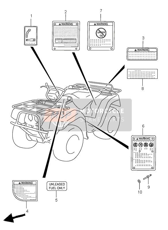 Suzuki LT-F250 QUADRUNNER 2000 Label for a 2000 Suzuki LT-F250 QUADRUNNER