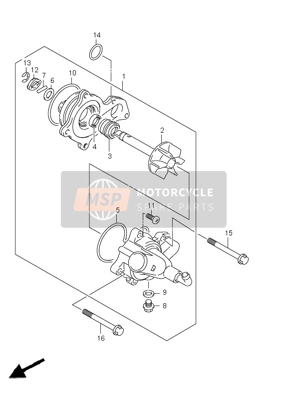 Suzuki LT-A450X KINGQUAD 4x4 LIMITED 2008 Bomba de agua para un 2008 Suzuki LT-A450X KINGQUAD 4x4 LIMITED