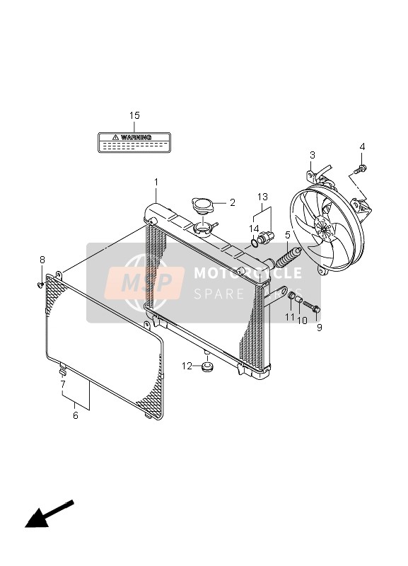 Suzuki LT-A450X KINGQUAD 4x4 LIMITED 2008 Radiator for a 2008 Suzuki LT-A450X KINGQUAD 4x4 LIMITED