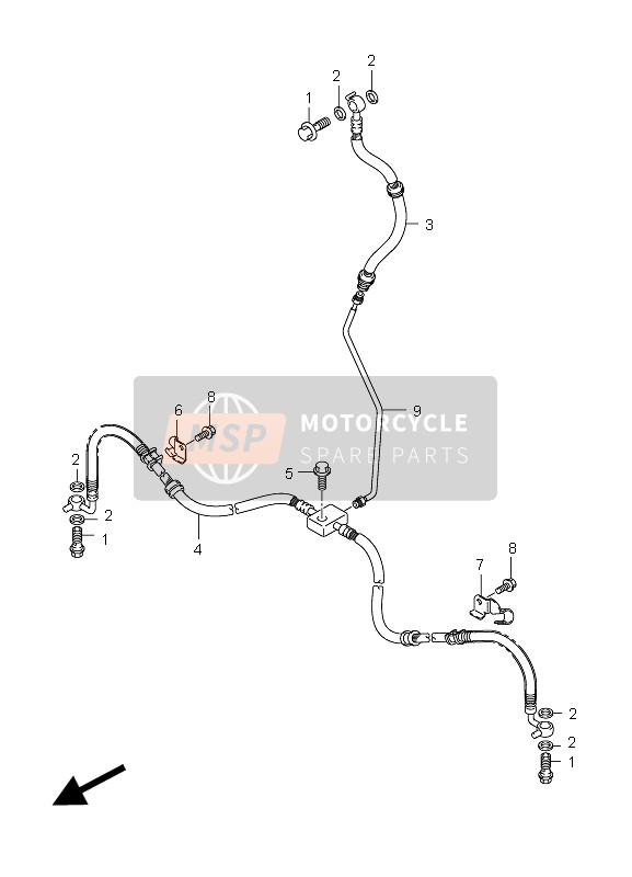 Suzuki LT-A450X KINGQUAD 4x4 LIMITED 2008 Manguera de freno delantero para un 2008 Suzuki LT-A450X KINGQUAD 4x4 LIMITED