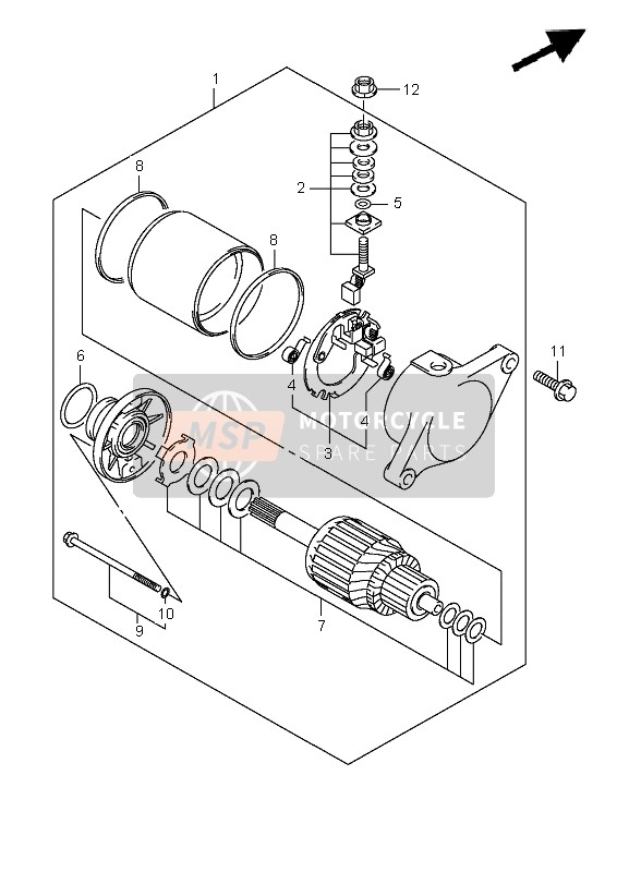 Suzuki LT-A400F KINGQUAD 4x4 2008 Startend Motor voor een 2008 Suzuki LT-A400F KINGQUAD 4x4