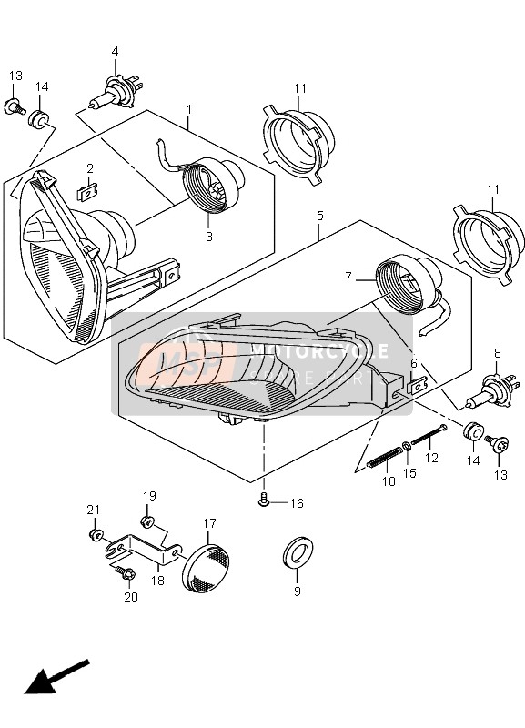 Suzuki LT-A400F KINGQUAD 4x4 2008 Lampe frontale pour un 2008 Suzuki LT-A400F KINGQUAD 4x4