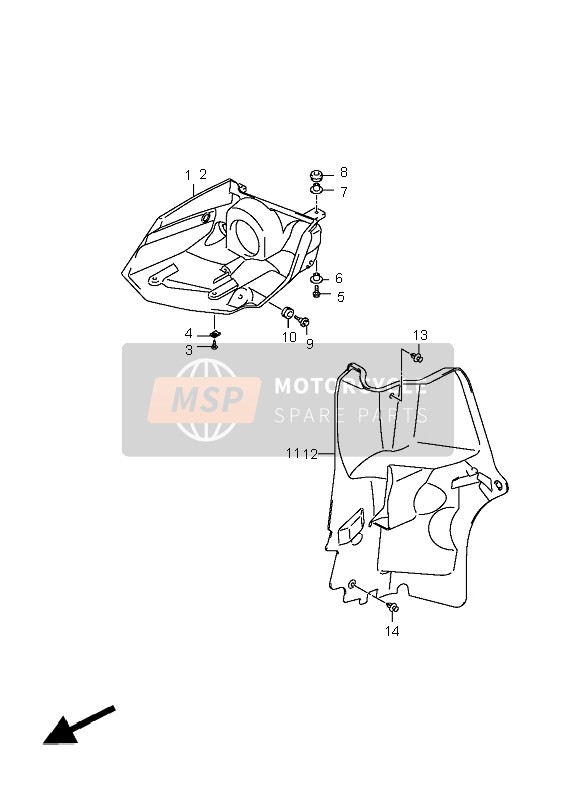 Suzuki LT-A400F KINGQUAD 4x4 2008 Carcasa de la lámpara delantera para un 2008 Suzuki LT-A400F KINGQUAD 4x4