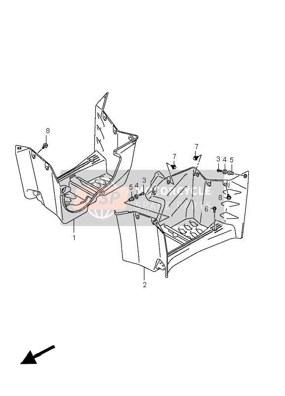 Suzuki LT-A400F KINGQUAD 4x4 2008 Footrest Mudguard for a 2008 Suzuki LT-A400F KINGQUAD 4x4